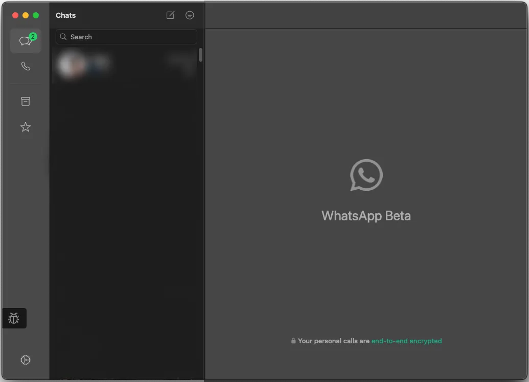 WhatsApp Mac OS UI